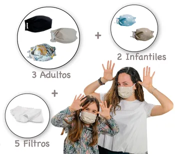 MY FAMILY PACK 5 reusable washable masks 3 layers + 5 approved filters double elastic fit
MY FAMILY PACK 5 reusable washable masks 3 layers + 5 approved filters double elastic fit