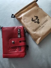 Cartera de piel auténtica con doble cremallera para mujer, monedero pequeño con cierre, tarjetero de identificación