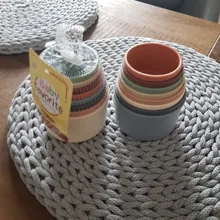 ¡Caliente! 8 Uds bebé de taza juguetes educativos juguetes del bebé Arco Iris, torre de apilamiento juguetes del baño del bebé juguetes de los niños regalo