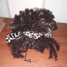 Joy & luck-Peluca de cabello sintético Afro para mujeres africanas, turbante corto, peluca de cabello entrelazado