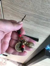 Llavero colgante de Feng Shui de la suerte, cuerda hecha a mano, de latón Vintage, bolsa de dinero, joyería antigua, cinco emperadores, llaves de coche