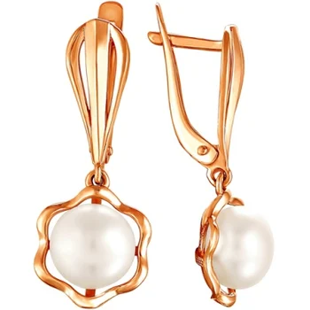 Примаэксклюзив earrings flowers with 2 pearls of red gold 
Примаэксклюзив earrings flowers with 2 pearls of red gold