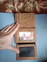 Hombres cartera billetera de cuero Slim Hipster de piel de vaca de tarjeta de crédito/portadores de identificación de monederos de negocios billetera plegable