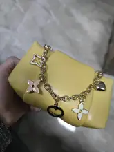 Correa de cadena de diseñador con flor dorada, cadena de metal plateado para bolso, accesorios, Hardware de alta calidad