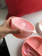 Tazón de alimentación de bebé de silicona, vajilla impermeable con tapa, vajilla antideslizante, platos de silicona sin BPA para plato de bebé