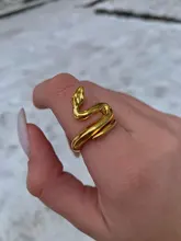 Anillos De Serpiente de moda para hombres y mujeres, joyas de metal de Color dorado, Punk Rock, joyería de Animal Vintage, anillo abierto Ajustable, venta al por mayor