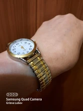 Reloj de cuarzo Vintage para hombre y mujer, pulsera elástica de oro y plata, de negocios, para parejas, para fiesta y oficina, 1 Uds.