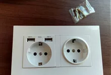 SRAN-enchufe eléctrico de pared con conexión a tierra, indicador LED oculto, enchufe doble con usb, 146x86mm