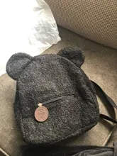 Mochila portátil para la compra de viaje para niños, morral informal de lana de cordero para otoño e invierno, mochila de hombro en forma de oso