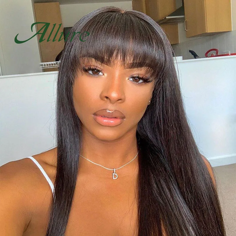 Straight Human Hair Wigs With Bangs For Black Women long Remy Brazilian Hair 150% Density Natural Color 1B Free Shipping Allure
Straight Human Hair Wigs With Bangs For Black Women long Remy Brazilian Hair 150% Density Natural Color 1B Free Shipping Allure