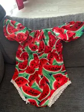 Nueva Infant Toddler bebé recién nacido Niñas sandía impreso sin mangas bodysuit sunsuit jumpsuit ropa casual