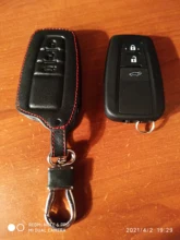 VCiiC-Funda de cuero para llavero de coche, funda de 3 botones, sin llave, para Toyota Camry, CHR, Prius, Corolla, RAV4, Prado 2017, 2018