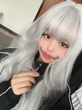 HUAYA-peluca rizada largo ondulado Lolita con flequillo para niña, peluca de Cosplay de fiesta diaria, sintética, resistente al calor, Color rosa degradado