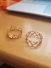 Anillos de corazón hueco de acero inoxidable para mujer y niña, sortija de boda de compromiso ajustable abierta de Color oro rosa y plata