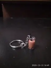 Llaveros de perla artesanal a la moda para hombre y mujer, llaveros colgantes de aleación, taza de café o té