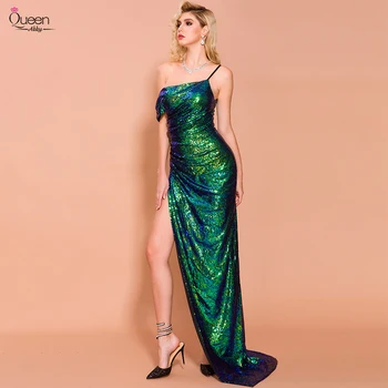 Sexy Evening Dress Mermaid One-shoulder Spaghetti Straps Floor-length High Split Front Dress with Sweep Train Party Gown
Sexy Evening Dress Mermaid One-shoulder Spaghetti Straps Floor-length High Split Front Dress with Sweep Train Party Gown