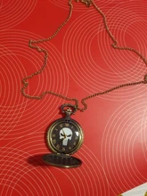 Reloj de bolsillo de cuarzo con esfera de calavera Número Romano, cronógrafo con colgante analógico, cadena, regalo para niños