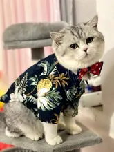 Ropa para perro pequeña y grande, camisa hawaiana de árbol de ananá Coco, Gato Azul para mascotas, suministros de primavera y verano