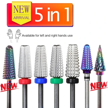 

5 in 1 Professional sharp Nail Drills Cutter Tungsten Carbide Nail Drill Bit Electric Machine polishing Tools Left Right Hand