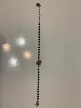 Pulsera de acero inoxidable con forma de trébol de oro rosa para mujer, brazalete de cuentas de cristal negro, joyería 2020