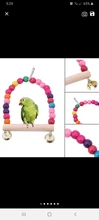 Wooden Parrot Swing Toy Bird Cage Accessories Bird Stand Rack Hanging Perch For Bird Parrot Swing Toy with Colorful Beads Bells