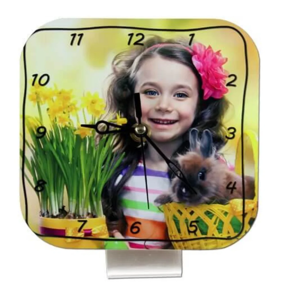 HLO 2022 Personalized Sublimation Metal Square Table Clock 14cm Photo Printed Decorative Gift Idea Trendy Modern Suitable Price |