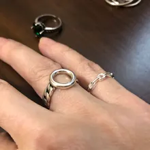 ¡Venta al por mayor! Anillos Foxanry de Plata de Ley 925 con cara sonriente para mujer, cadena creativa y sencilla, regalos geométricos para fiestas