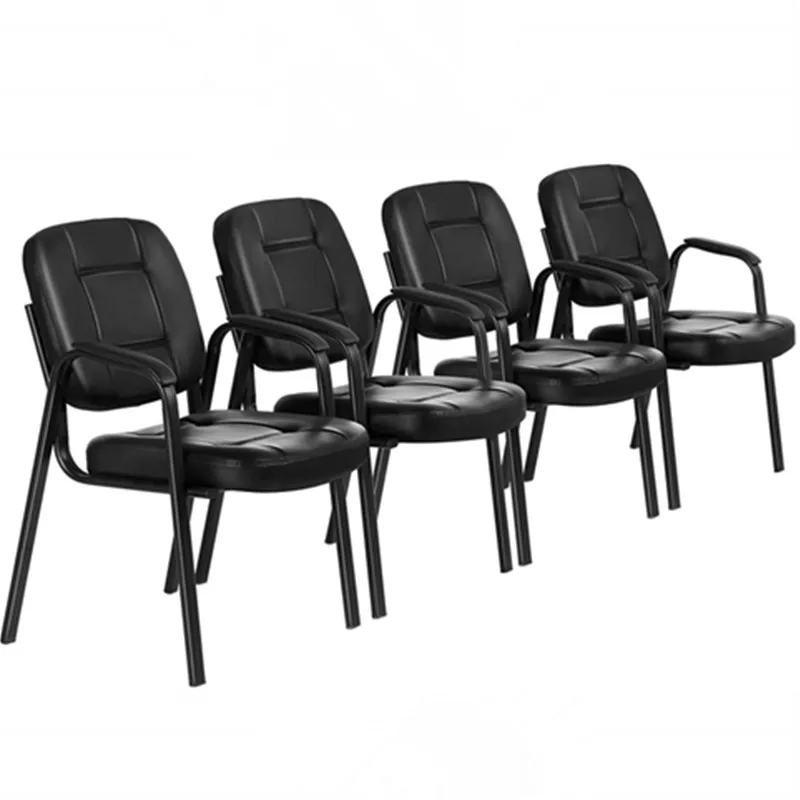 

Set of 4 Ergonomic Reception Chairs 4pcs PU Leather Waiting Room Office Guest Chairs Executive Conference Room Chair Metal Frame