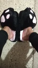 De dibujos animados gato Rosa pantuflas de garras de felpa caliente pantuflas Kawaii Zapatillas de casa chica zapatos planos zapatos antideslizante zapatillas mopa gato pantuflas de garras