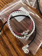 Pulsera de piel trenzada 100% auténtica para hombre y mujer, brazalete con abalorio, joyería masculina para amantes de los minutos