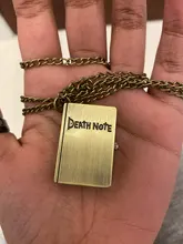 Exquisito reloj de bolsillo con temática de bronce/Negro Death Note, collar de cuarzo, colgante, Vintage, regalo para chico, Anime japonés