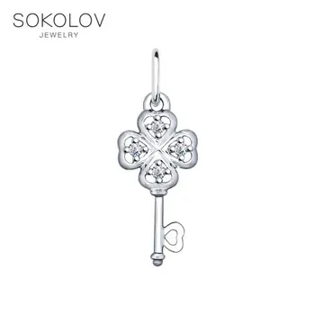Pendant key with cubic zirconia SOKOLOV fashion jewelry silver 925 women's male, pendants for neck women 
Pendant key with cubic zirconia SOKOLOV fashion jewelry silver 925 women's male, pendants for neck women