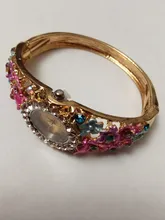 Reloj de aleación de cristal para mujer, pulsera de cuarzo con diamantes de imitación y flores
