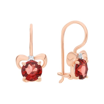 Gold earrings with cubic zirconia and Garnet sunlight sample 585 
Gold earrings with cubic zirconia and Garnet sunlight sample 585
