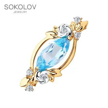 Brooch Sokolov made of gold with Topaz and cubic zirconia fashion jewelry 585 women's male
Brooch Sokolov made of gold with Topaz and cubic zirconia fashion jewelry 585 women's male