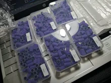 HYTOOS-Bandas de lijado púrpura sin mandril, accesorios de brocas para uñas, herramienta de pulido para el cuidado de las uñas, 50 Uds.