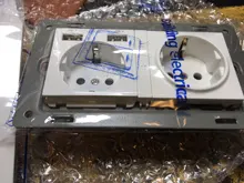 SRAN-enchufe eléctrico de pared con conexión a tierra, indicador LED oculto, enchufe doble con usb, 146x86mm