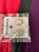 GRACE JUN-pendientes de piedra de Color dorado para mujer, aretes sin perforaciones, con Clip geométrico, joyería 2019