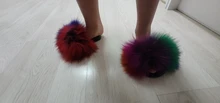 Fur Slippers Rainbow-Shoes Flip-Flops Slides Furry Fluffy Girls Kids Summer Children