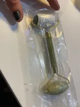 Rodillo de Jade VERDE de doble cabeza, masajeador elíptico para cara, cuello, cara, adelgazante, herramientas de belleza de cara delgada, 1 Estiramiento Facial