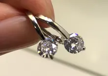 ANENJERY de Plata de Ley 925 de circón brillante geométrico pequeño aro pendientes para las Mujeres Nuevo versátil accesorios oído S-E1441