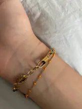 Vnox-Pulseras de cadena trenzada para mujer, joyería de muñeca de acero inoxidable, longitud ajustable