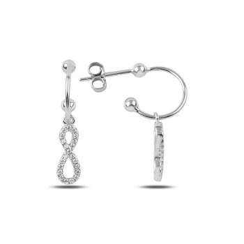 Silver 925 Sterling Zircon Cubic Zirconia Dangle Infinity Earrings 
Silver 925 Sterling Zircon Cubic Zirconia Dangle Infinity Earrings