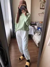 MINGLIUSILI-pantalones de chándal de estilo coreano para mujer, Joggers blancos a la moda, ropa de calle de cintura alta lisa, informales, primavera 2021