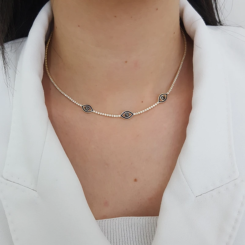 New Fashion Waterway Choker 925 Silver Evil Eye Good Luck Necklace For Women Trendy Super Luxury Turkish Fine Jewelry 
New Fashion Waterway Choker 925 Silver Evil Eye Good Luck Necklace For Women Trendy Super Luxury Turkish Fine Jewelry