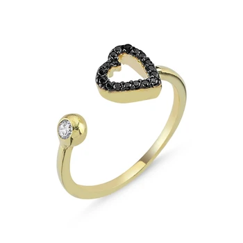 KUTAYDAN Black Zircon Stone Adjustable Heart Ring 925 Sterling Silver
KUTAYDAN Black Zircon Stone Adjustable Heart Ring 925 Sterling Silver