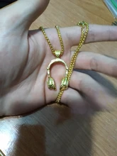 Collar de música de DJ con auriculares colgantes para hombre y mujer, cadena larga, joyería de Hip Hop, Rock, S110