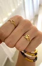 CACANA Acero inoxidable Luckyoverflow mejor amigo nueva moda Color oro en forma de corazón anillos de boda para mujer joyería regalo W41