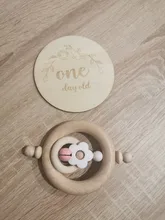 Tarjeta de cumpleaños de madera para bebés, mordedor de mes de nacimiento, juguete de utilería para fotografía