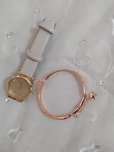 Conjunto de relojes con flores para mujer, pulsera de cuero, de cuarzo, informal, 2 uds.